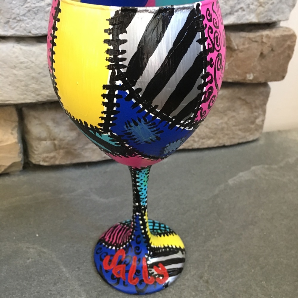 Hand Painted Wine Glass
